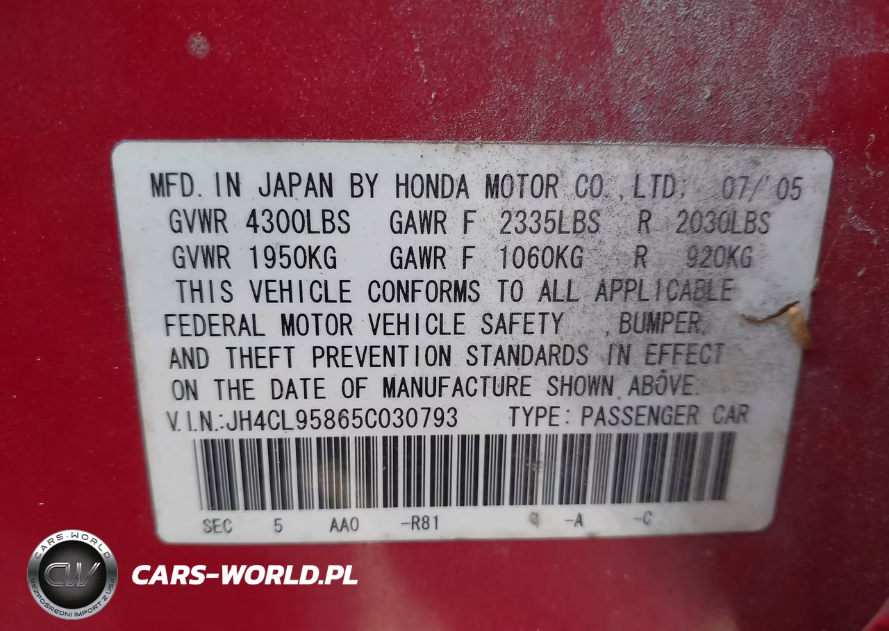 2005 Acura Tsx VIN:JH4CL95865C030793 - 9