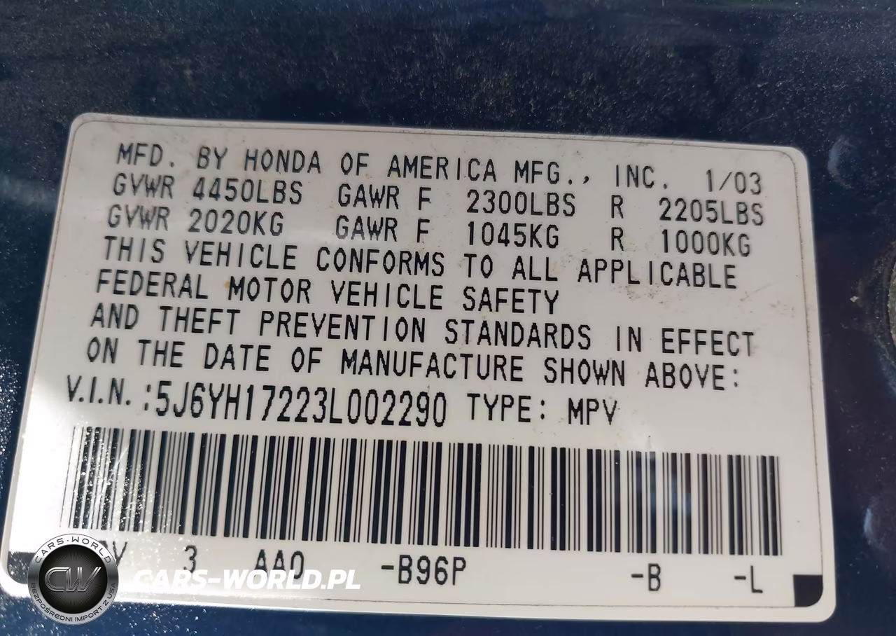 2003 Honda Element Dx VIN:5J6YH17223L002290 - 9