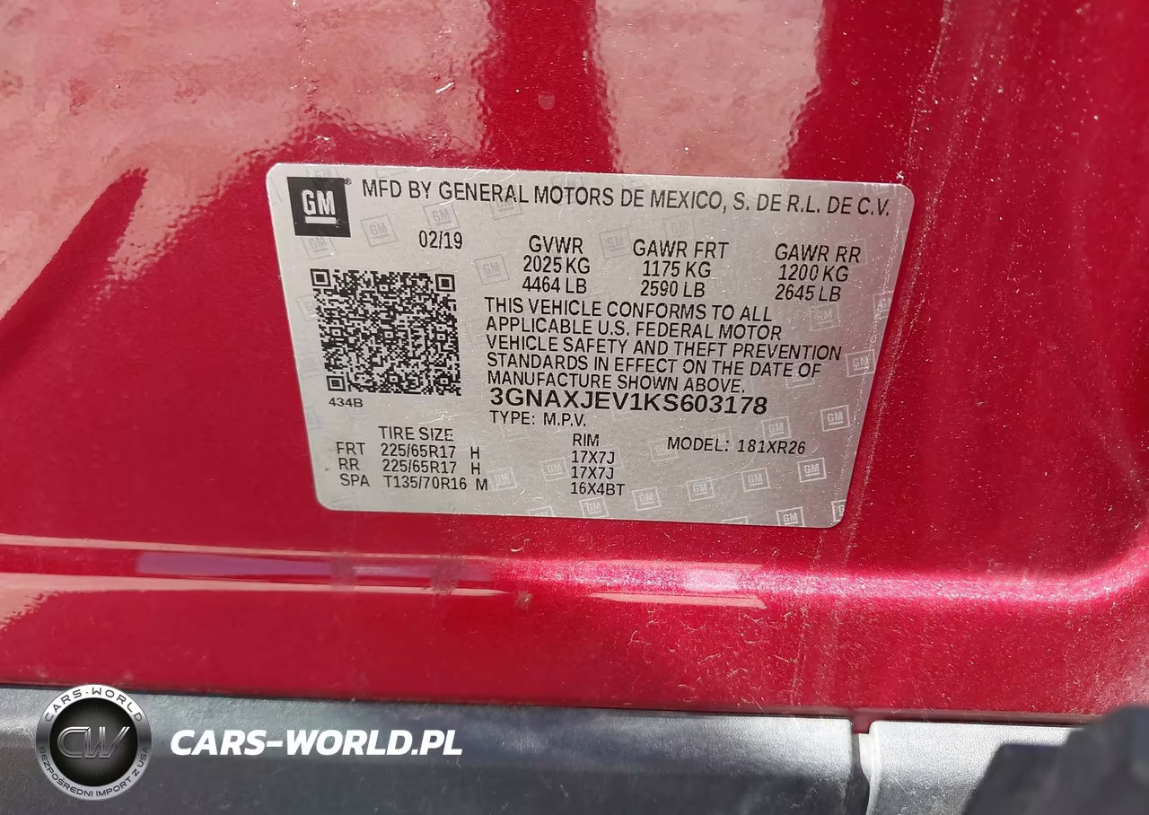 2019 Chevrolet Equinox Lt VIN:3GNAXJEV1KS603178 - 9