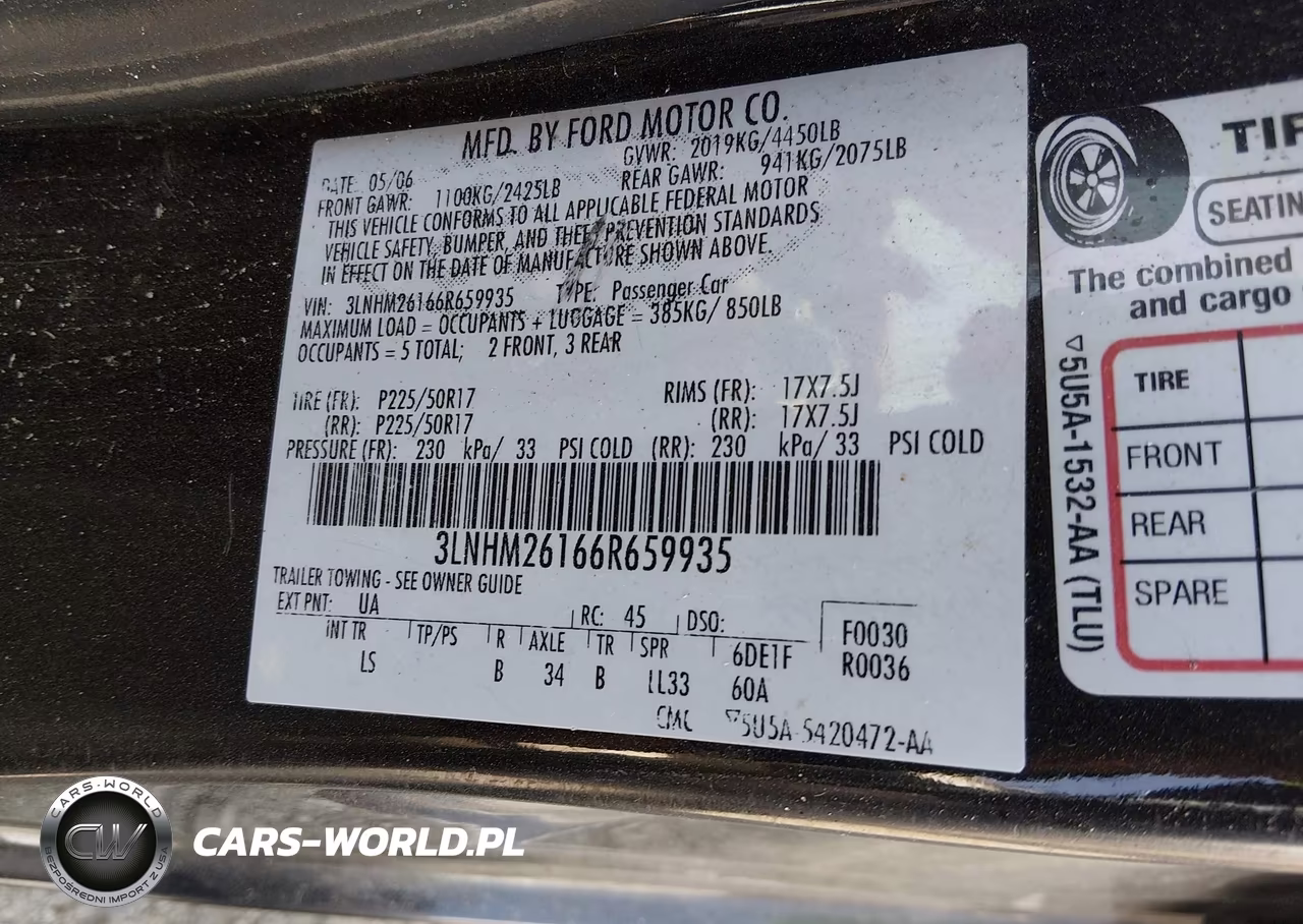 2006 Lincoln Zephyr VIN:3LNHM26166R659935 - 9