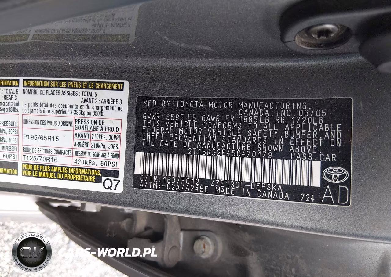 2005 Toyota Corolla S VIN:2T1BR32E45C470179 - 9