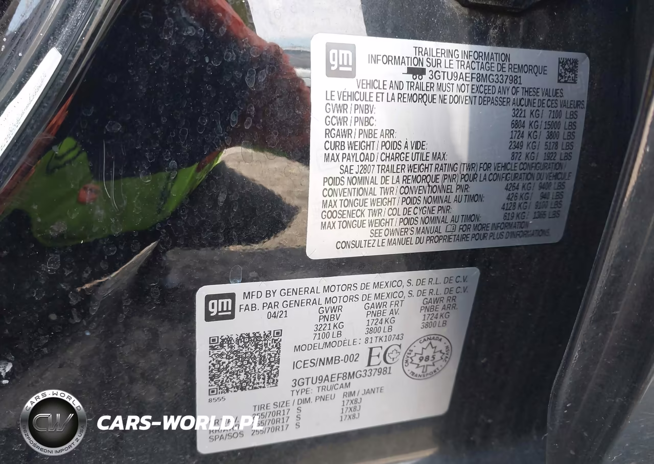 2021 GMC Sierra 1500 VIN:3GTU9AEF8MG337981 - 9