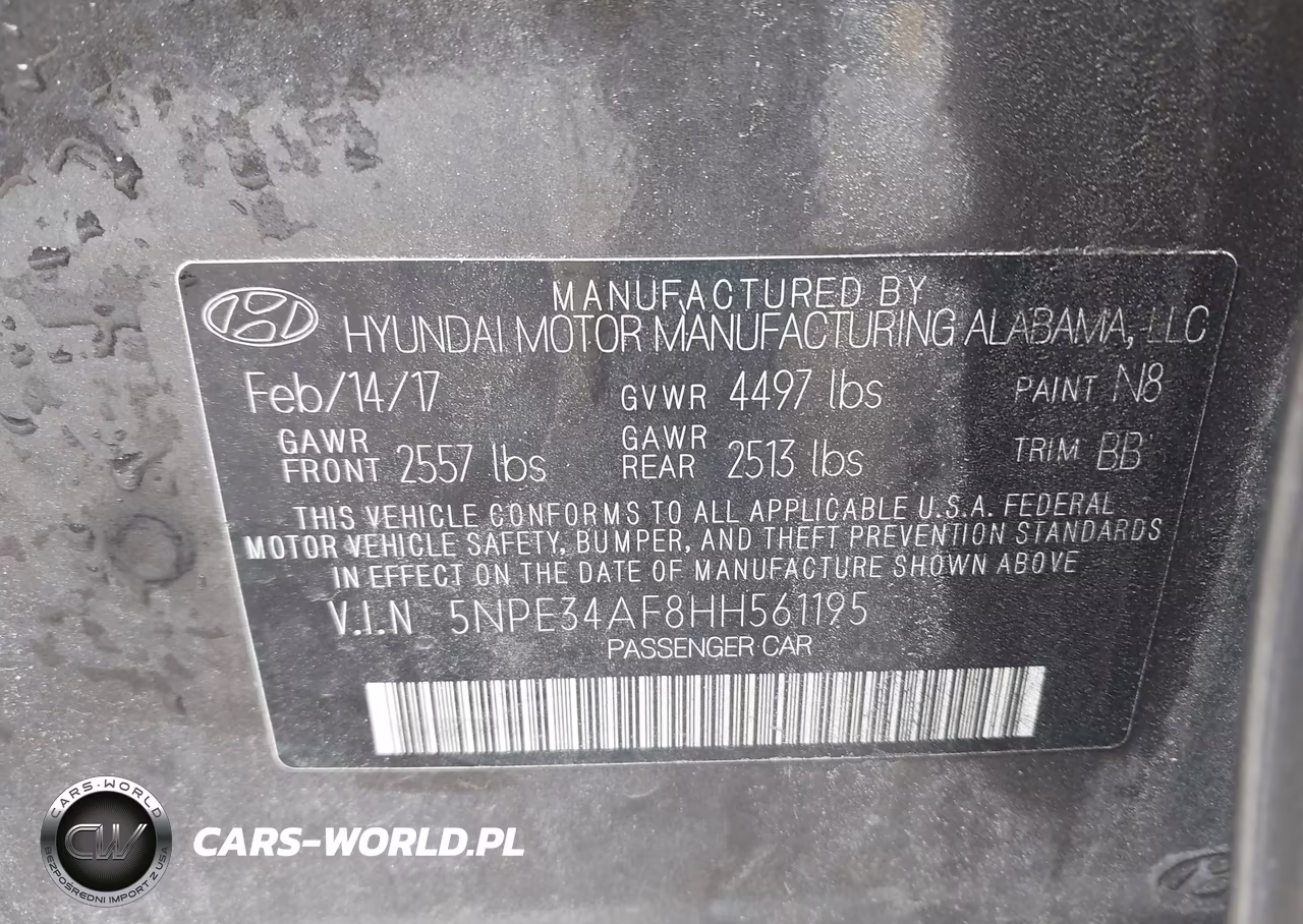 2017 Hyundai Sonata Sport VIN:5NPE34AF8HH561195 - 9