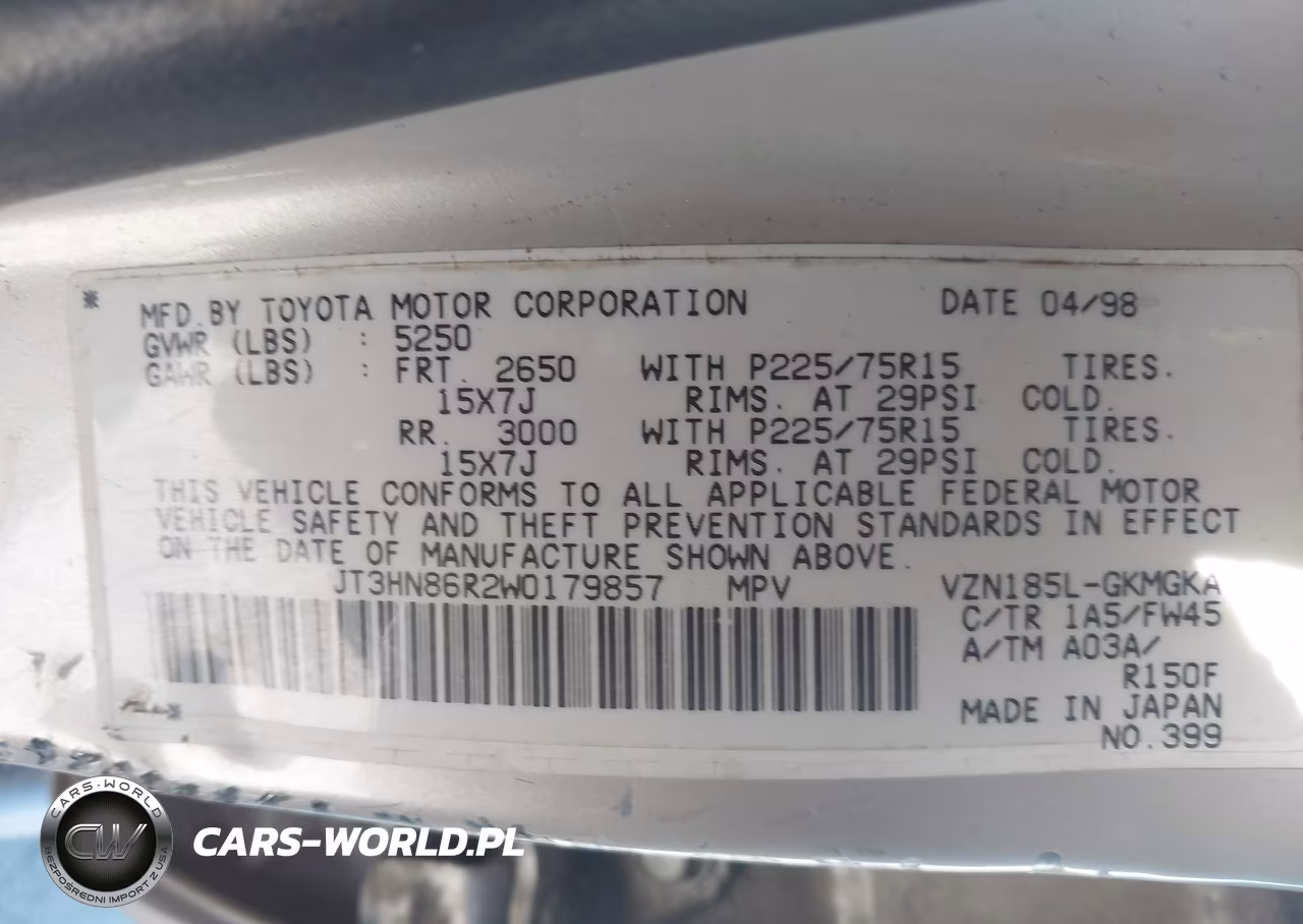 1998 Toyota 4Runner Sr5 V6 VIN:JT3HN86R2W0179857 - 9