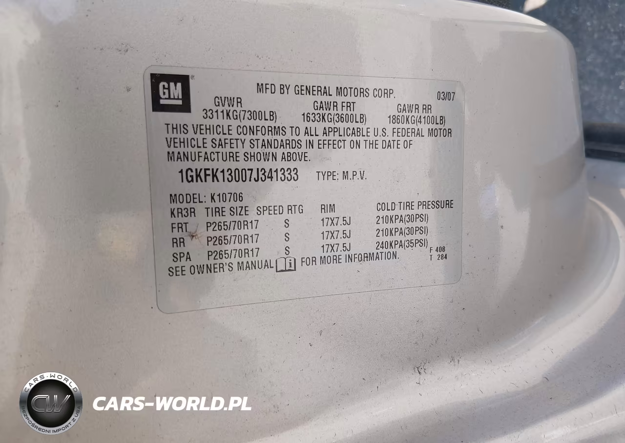 2007 GMC Yukon Sle VIN:1GKFK13007J341333 - 9