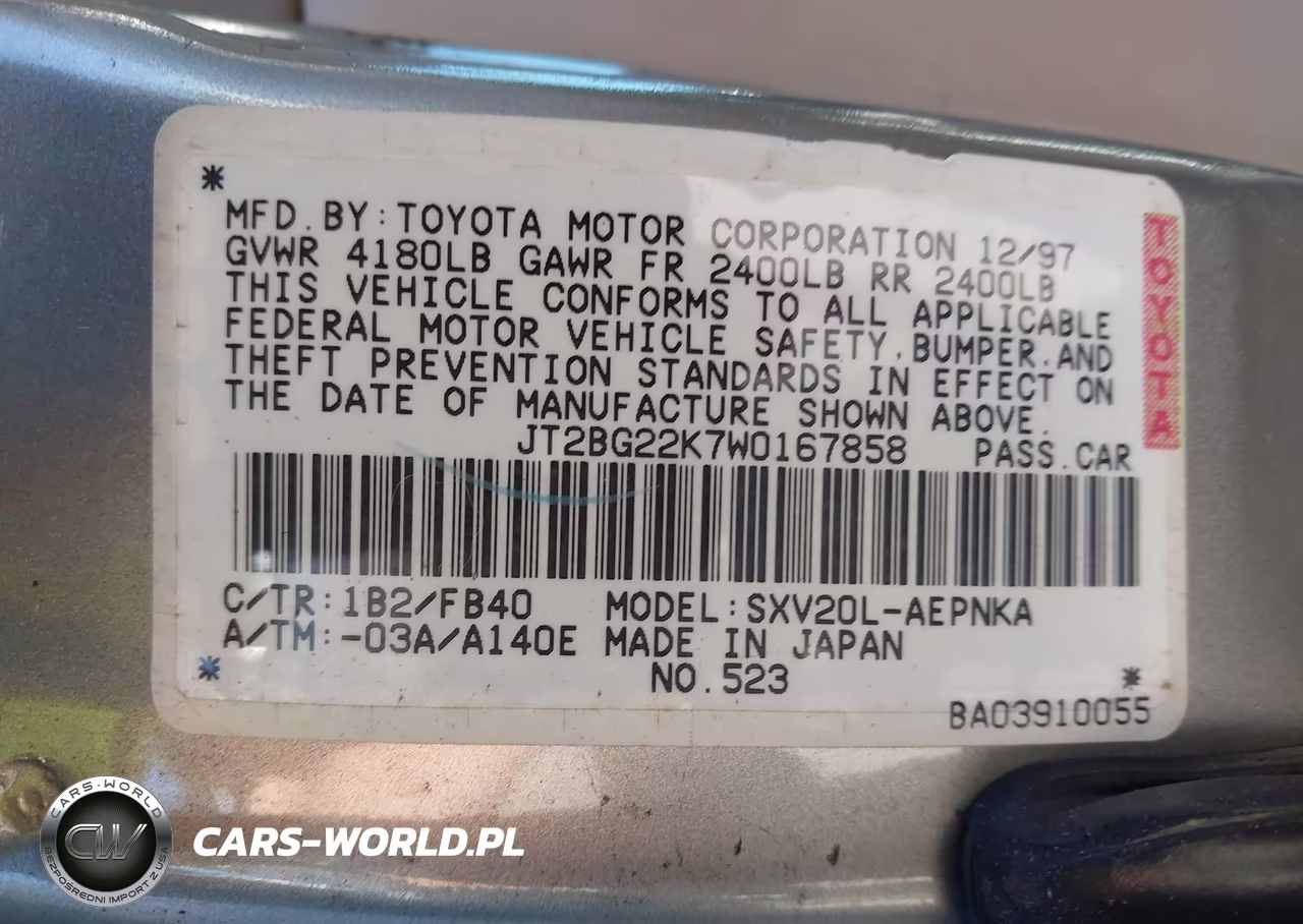 1998 Toyota Camry Le VIN:JT2BG22K7W0167858 - 9