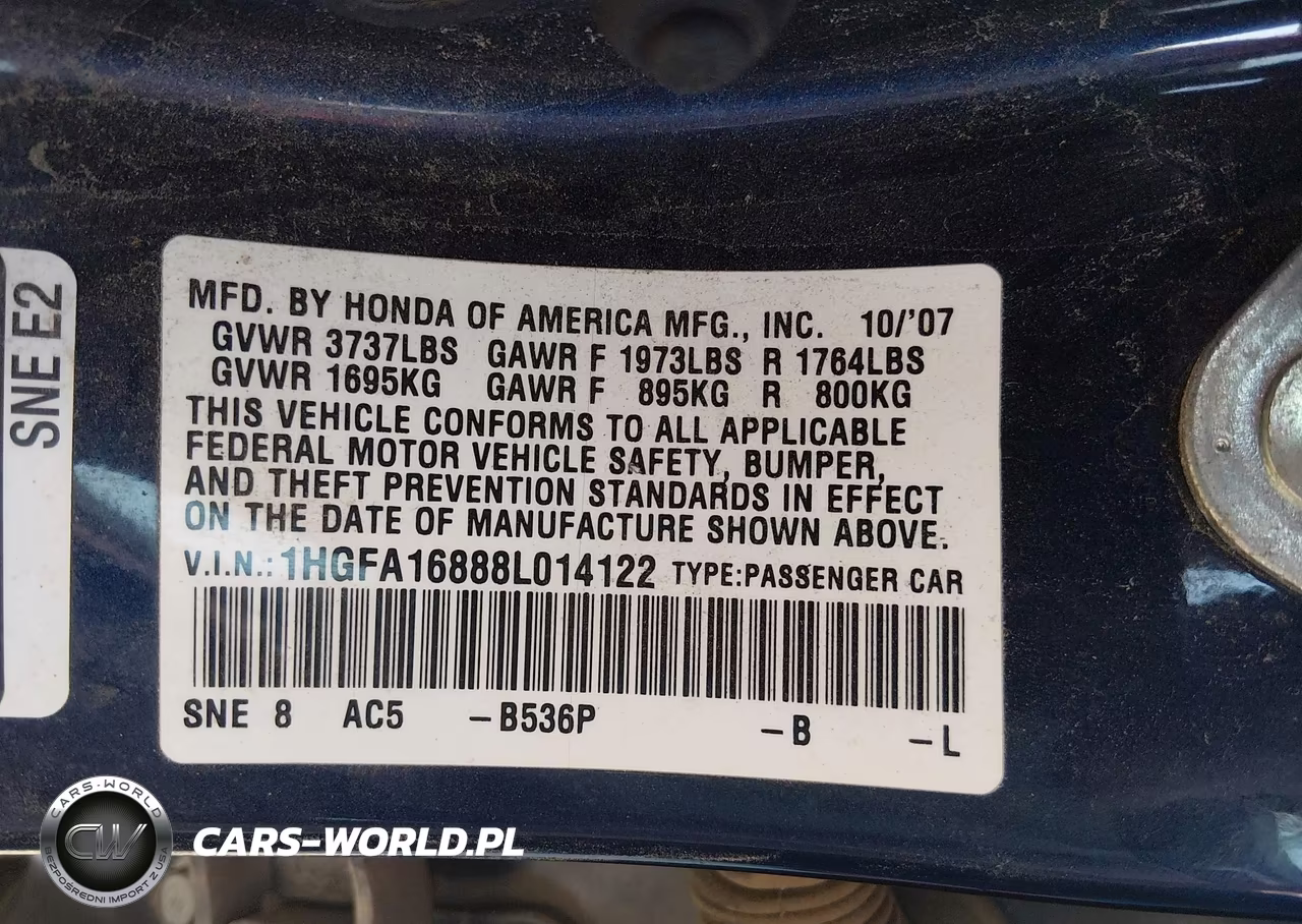 2008 Honda Civic Ex VIN:1HGFA16888L014122 - 9