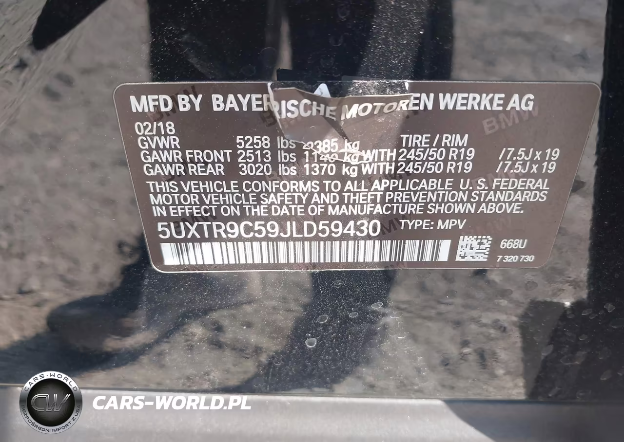2018 BMW X3 xDrive30I VIN:5UXTR9C59JLD59430 - 9