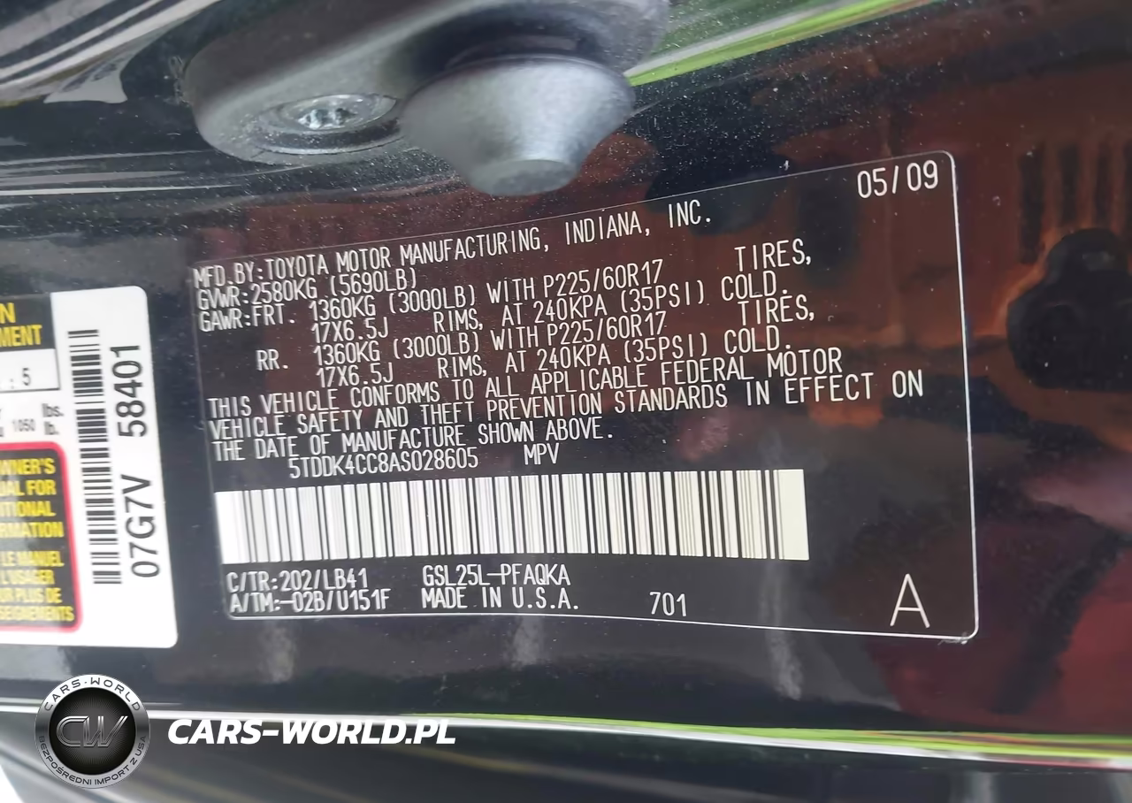2010 Toyota Sienna Xle VIN:5TDDK4CC8AS028605 - 9