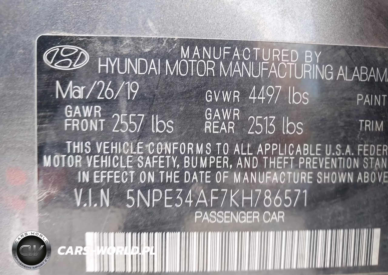2019 Hyundai Sonata Sel VIN:5NPE34AF7KH786571 - 9
