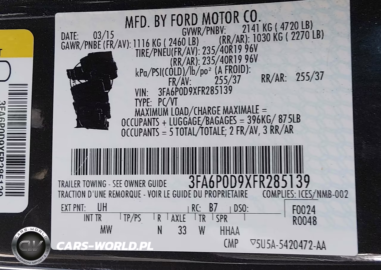 2015 Ford Fusion Titanium VIN:3FA6P0D9XFR285139 - 9