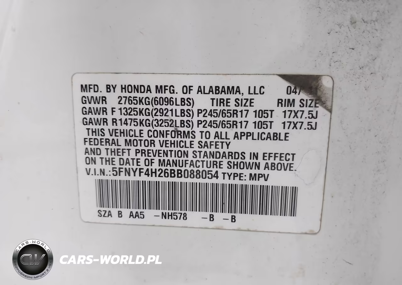 2011 Honda Pilot Lx VIN:5FNYF4H26BB088054 - 9
