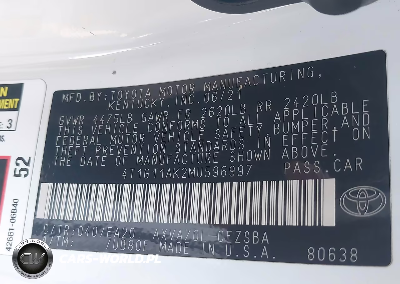 2021 Toyota Camry Se VIN:4T1G11AK2MU596997 - 9