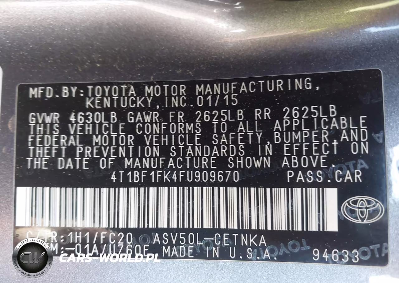 2015 Toyota Camry Le VIN:4T1BF1FK4FU909670 - 9