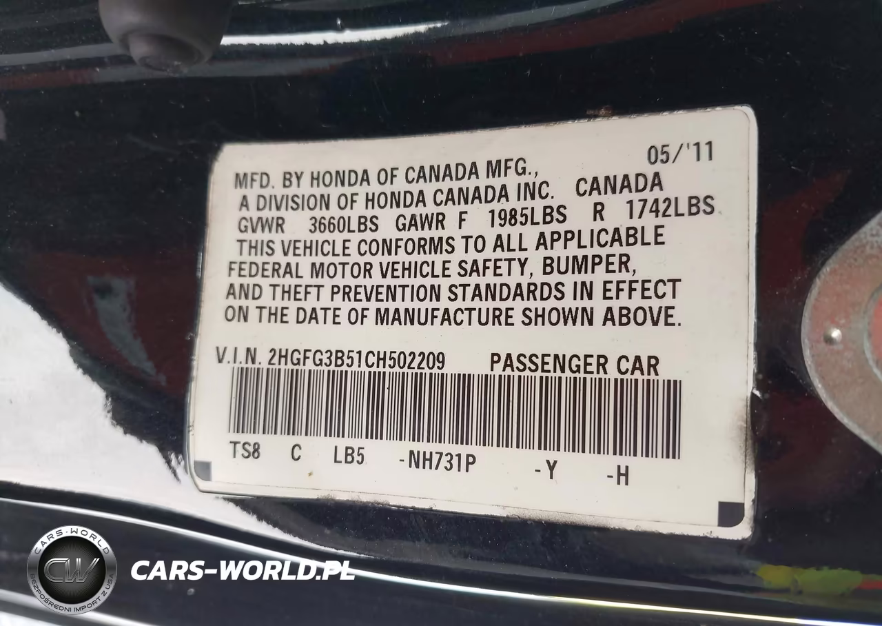 2012 Honda Civic Lx VIN:2HGFG3B51CH502209 - 9