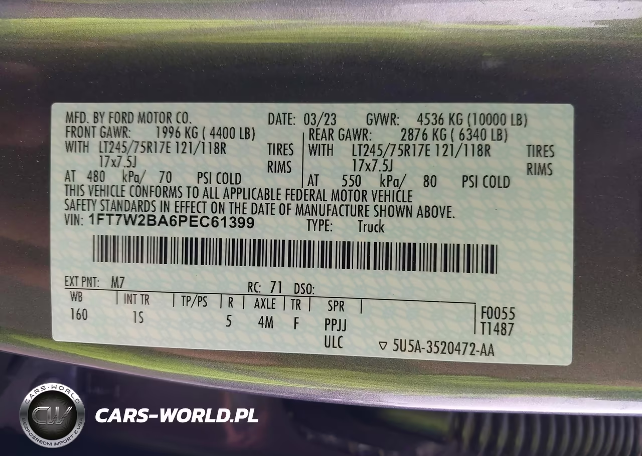 2023 Ford F-250 Xl VIN:1FT7W2BA6PEC61399 - 9