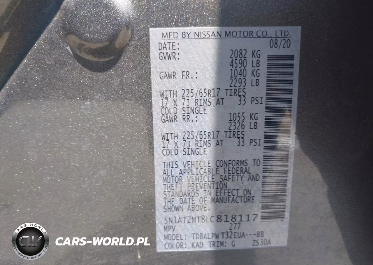 2020 Nissan Rogue S Fwd VIN:5N1AT2MT8LC818117 - 9