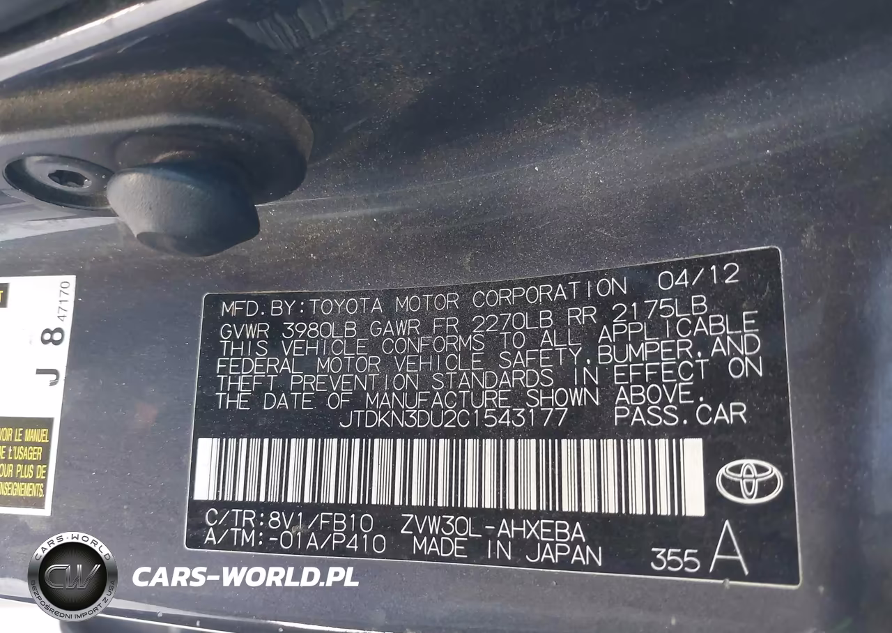 2012 Toyota Prius Two VIN:JTDKN3DU2C1543177 - 9