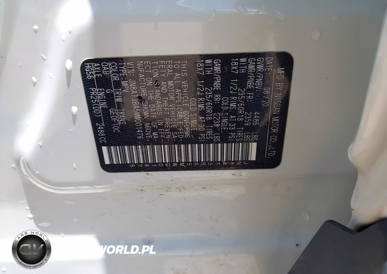 2021 Nissan Rogue Sv Fwd VIN:JN8AT3BA5MW001476 - 9