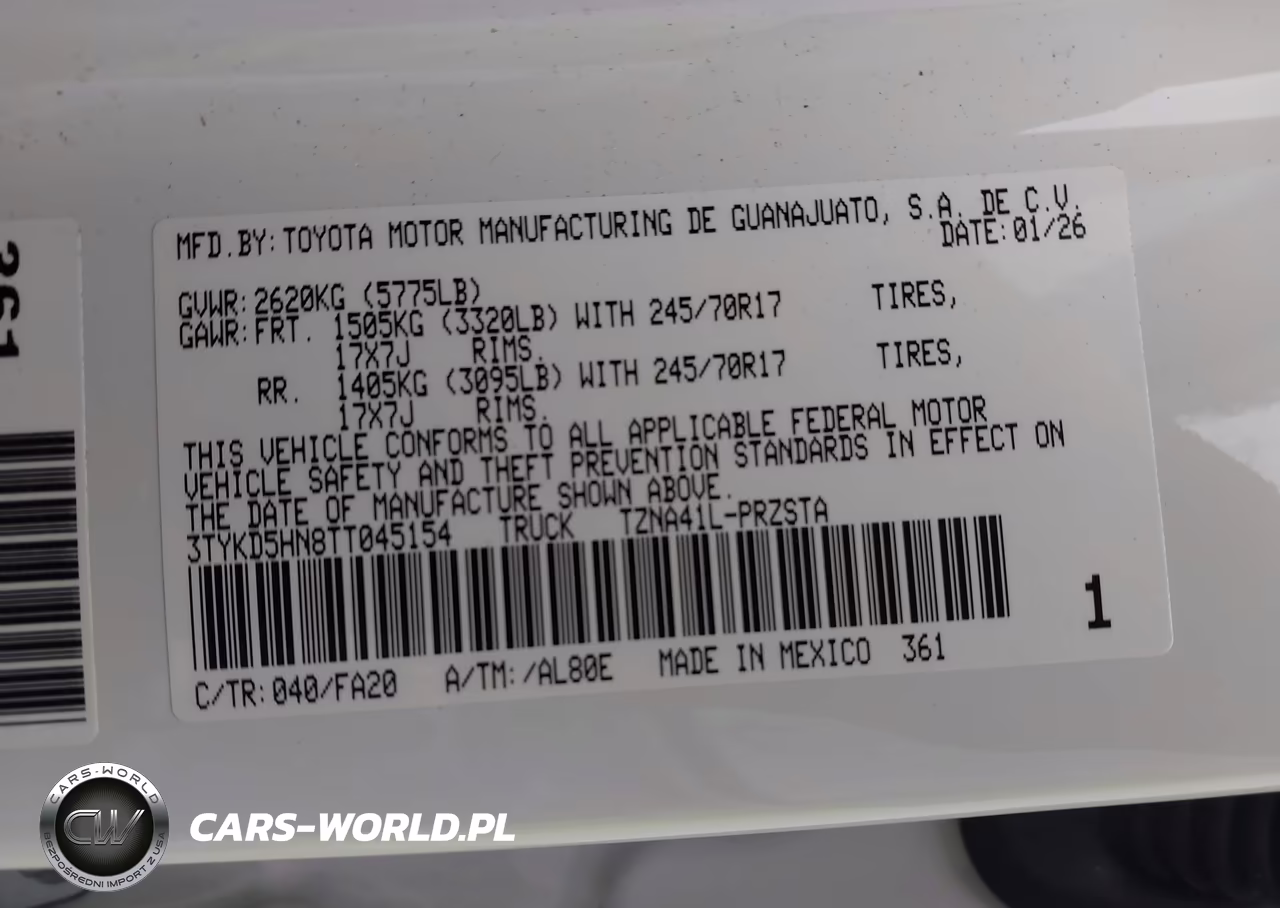 2026 Toyota Tacoma Sr VIN:3TYKD5HN8TT045154 - 7