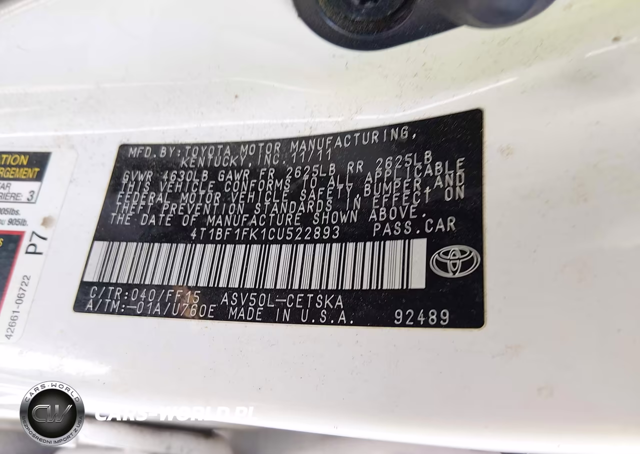 2012 Toyota Camry Se VIN:4T1BF1FK1CU522893 - 9
