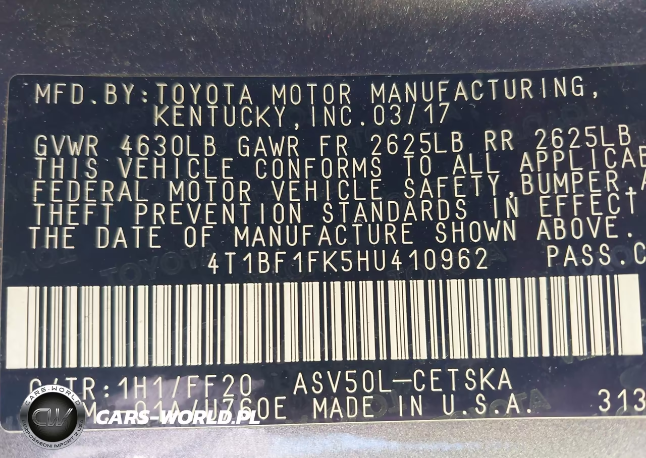 2017 Toyota Camry Se VIN:4T1BF1FK5HU410962 - 9