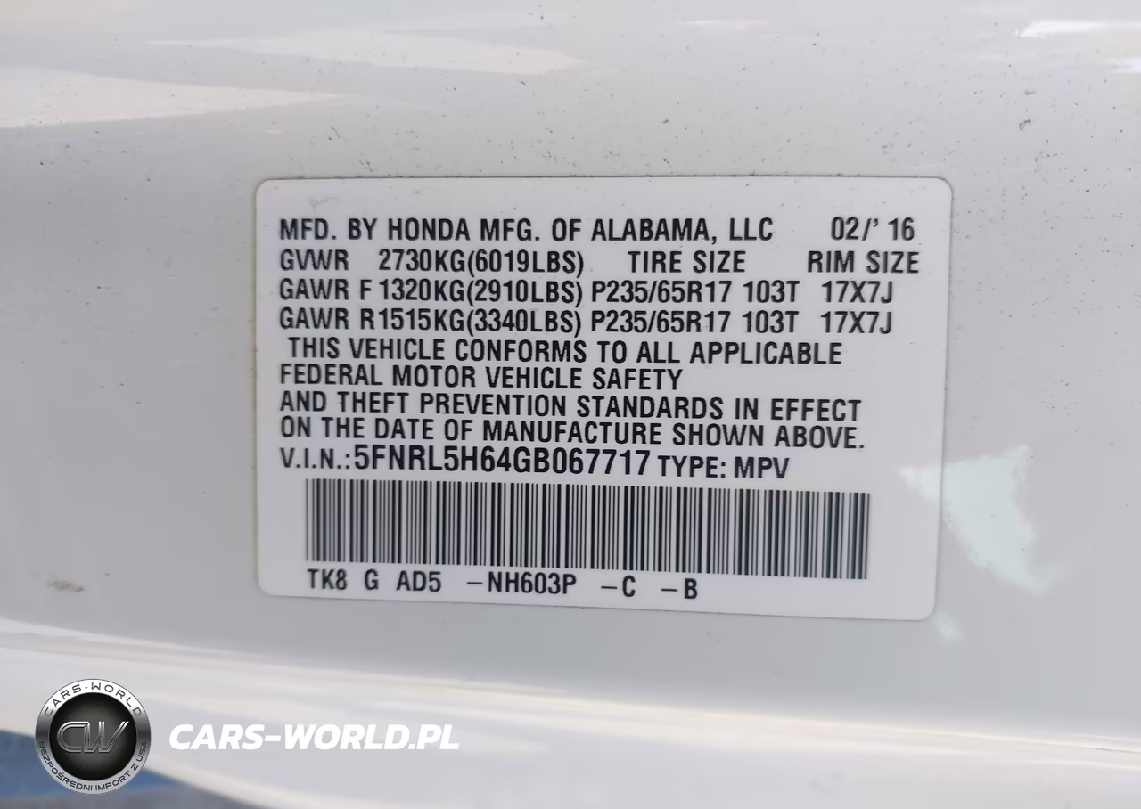 2016 Honda Odyssey Ex-L VIN:5FNRL5H64GB067717 - 9