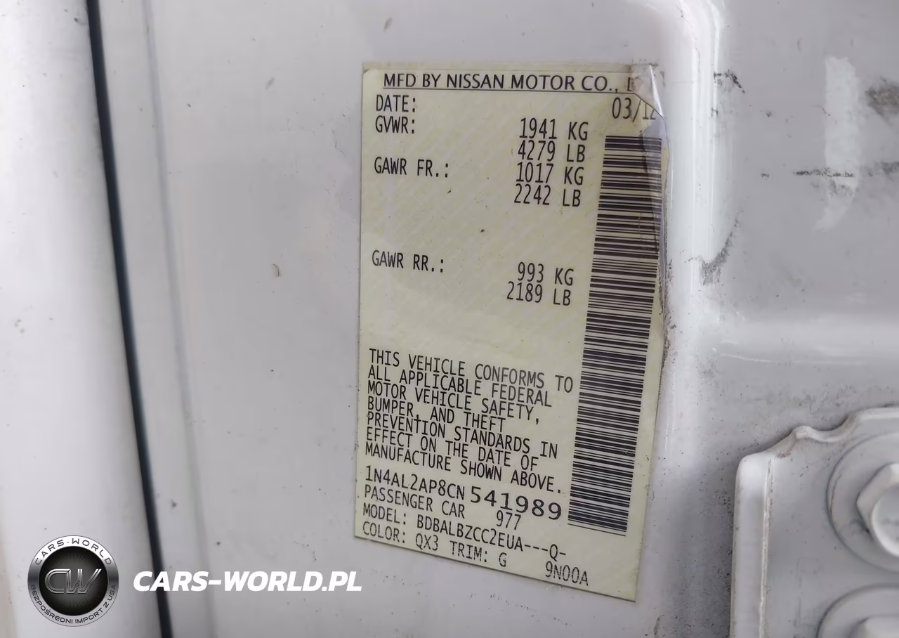 2012 Nissan Altima 2.5 S VIN:1N4AL2AP8CN541989 - 9
