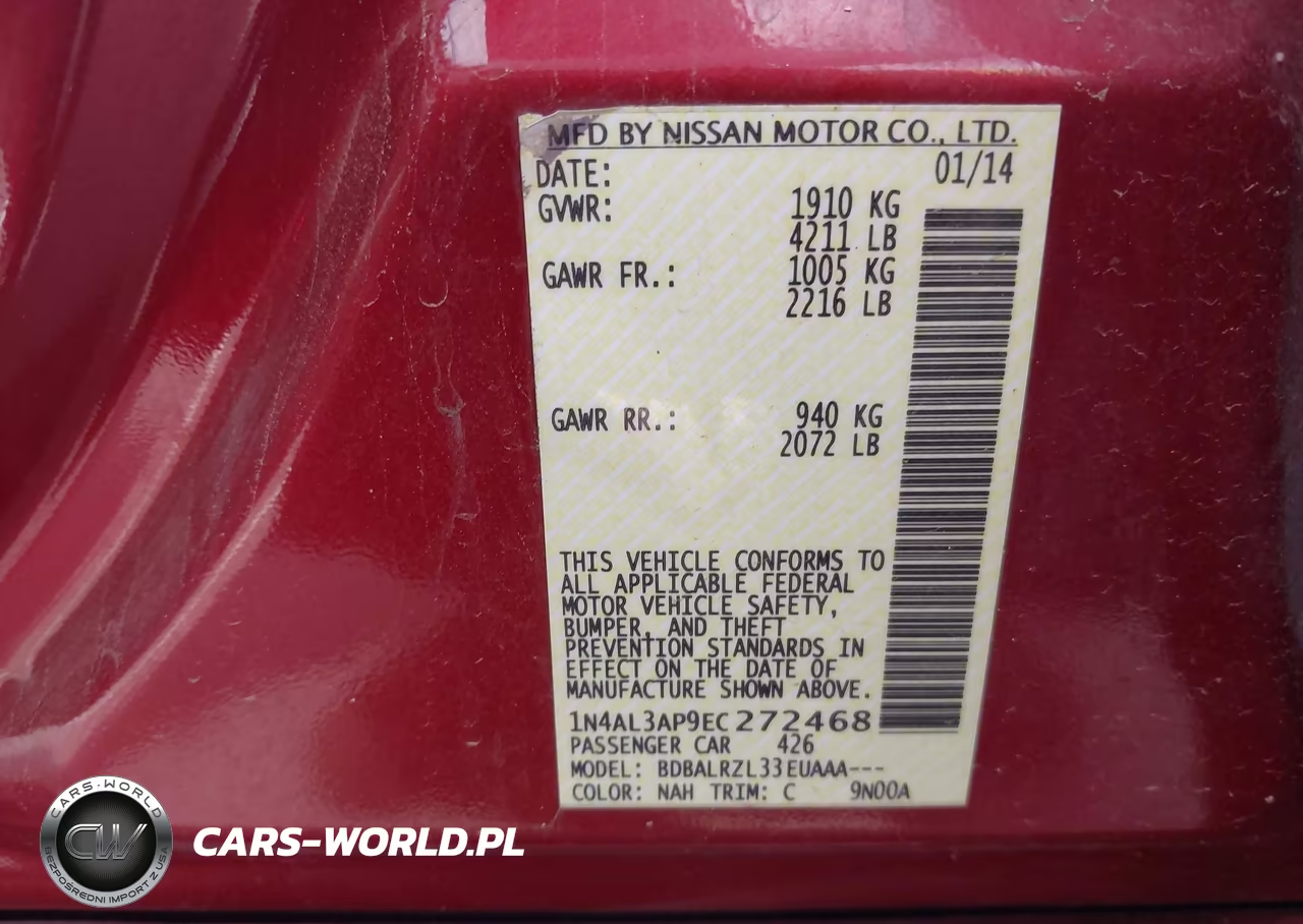 2014 Nissan Altima 2.5-2.5 S-2.5 Sl-2.5 Sv VIN:1N4AL3AP9EC272468 - 9