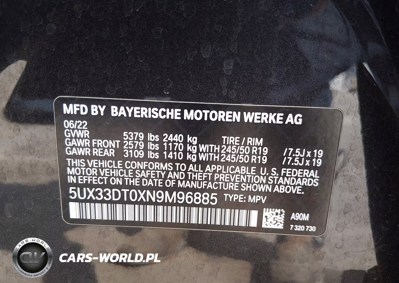 2022 BMW X4 xDrive30I VIN:5UX33DT0XN9M96885 - 9