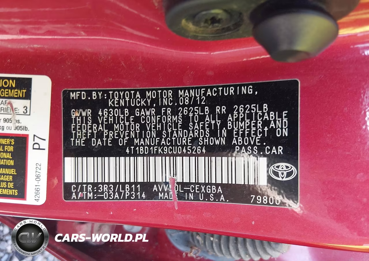 2012 Toyota Camry Hybrid Xle VIN:4T1BD1FK9CU045264 - 9