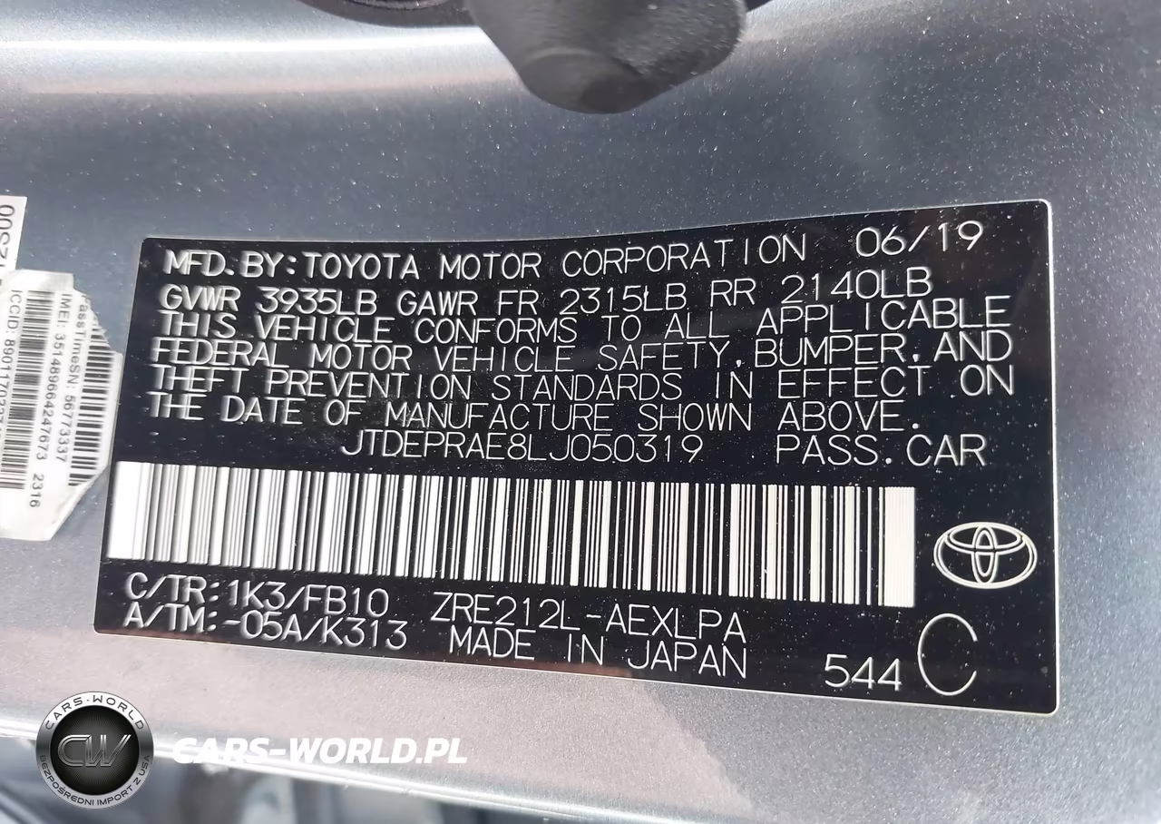2020 Toyota Corolla Le VIN:JTDEPRAE8LJ050319 - 9