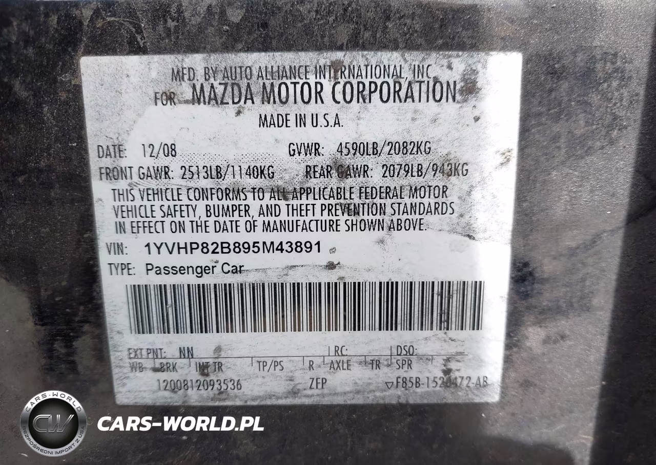 2009 Mazda Mazda6 S Touring VIN:1YVHP82B895M43891 - 9