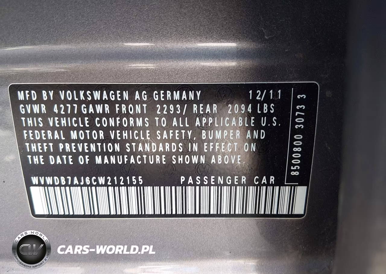 2012 Volkswagen Golf 2.5L 4-Door VIN:WVWDB7AJ6CW212155 - 9