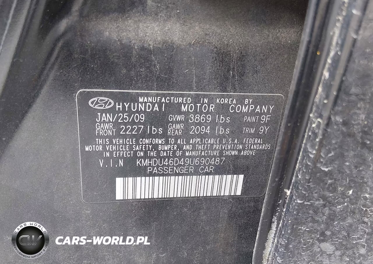 2009 Hyundai Elantra Gls VIN:KMHDU46D49U690487 - 8