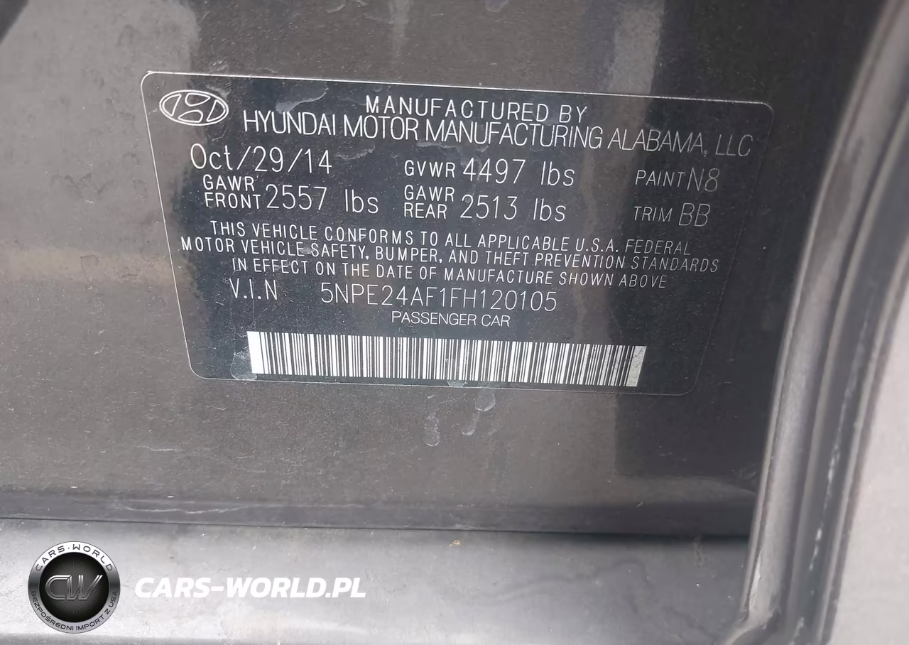 2015 Hyundai Sonata Se VIN:5NPE24AF1FH120105 - 9