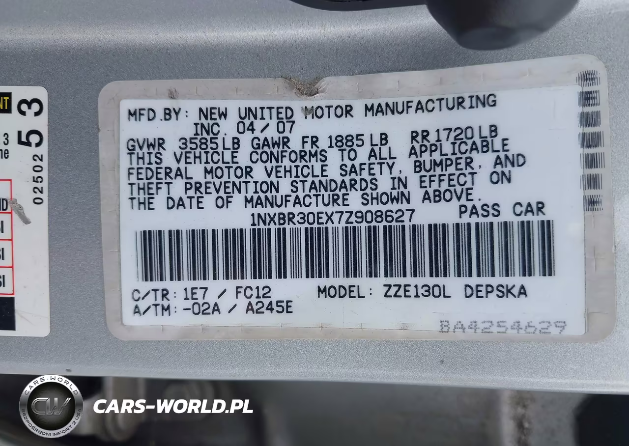 2007 Toyota Corolla S VIN:1NXBR30EX7Z908627 - 9