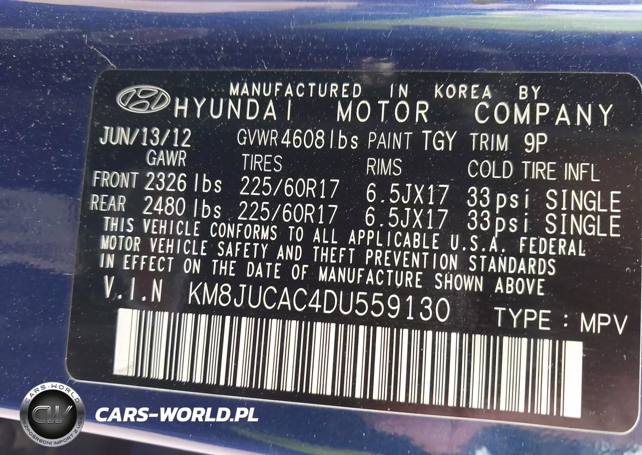 2013 Hyundai Tucson Gls VIN:KM8JUCAC4DU559130 - 9