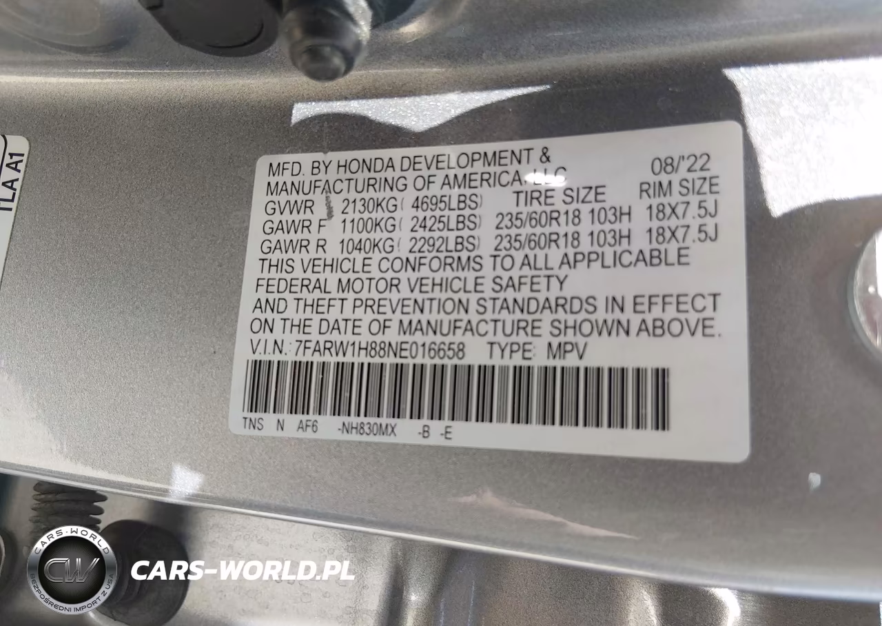 2022 Honda Cr-V 2Wd Ex-L VIN:7FARW1H88NE016658 - 9