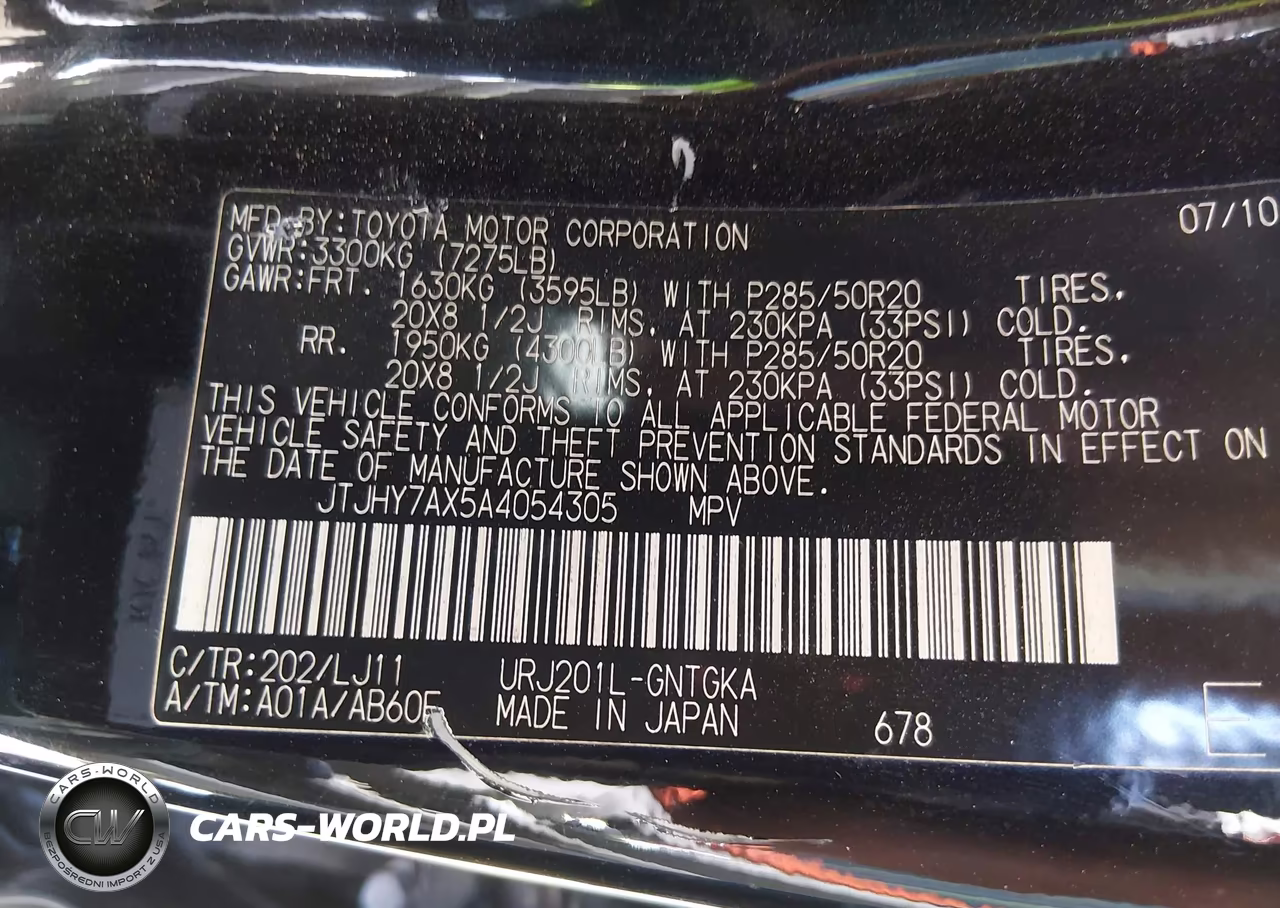 2010 Lexus Lx 570 VIN:JTJHY7AX5A4054305 - 9