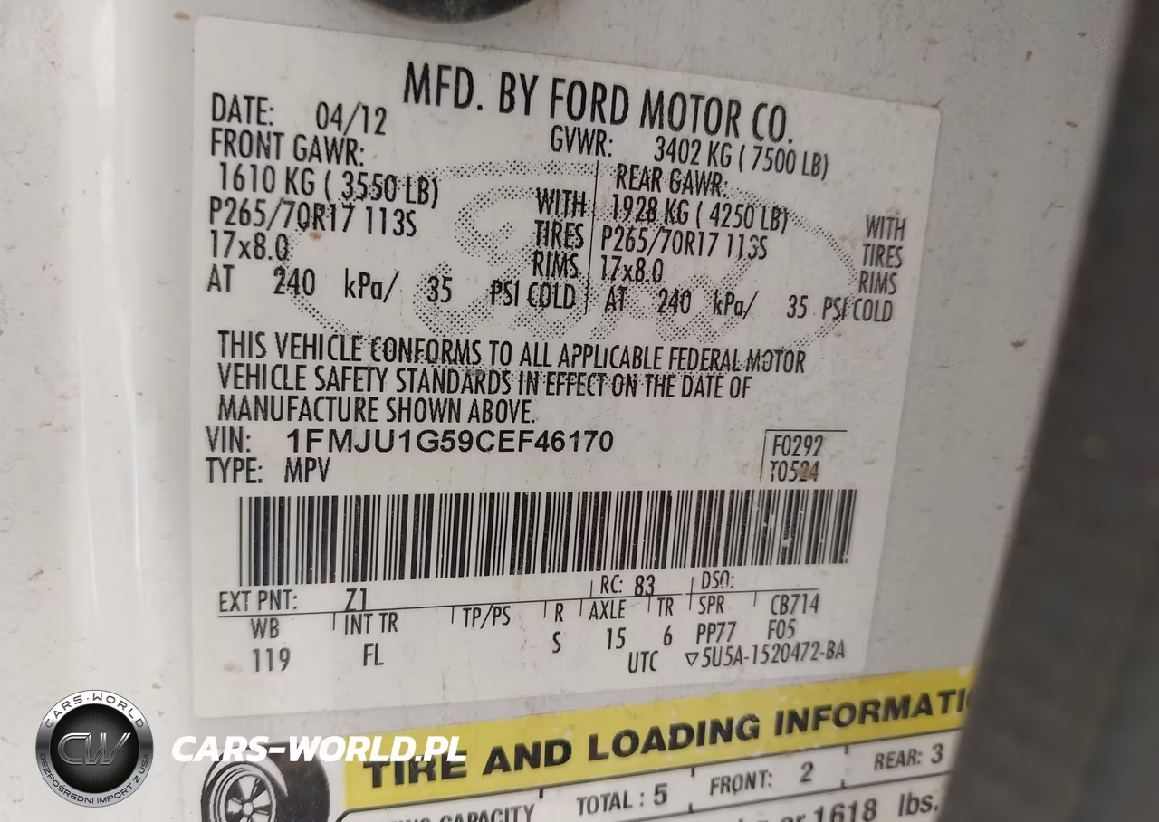 2012 Ford Expedition Xl VIN:1FMJU1G59CEF46170 - 9