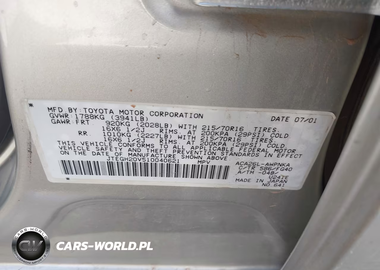 2001 Toyota Rav4 VIN:JTEGH20V510040621 - 9