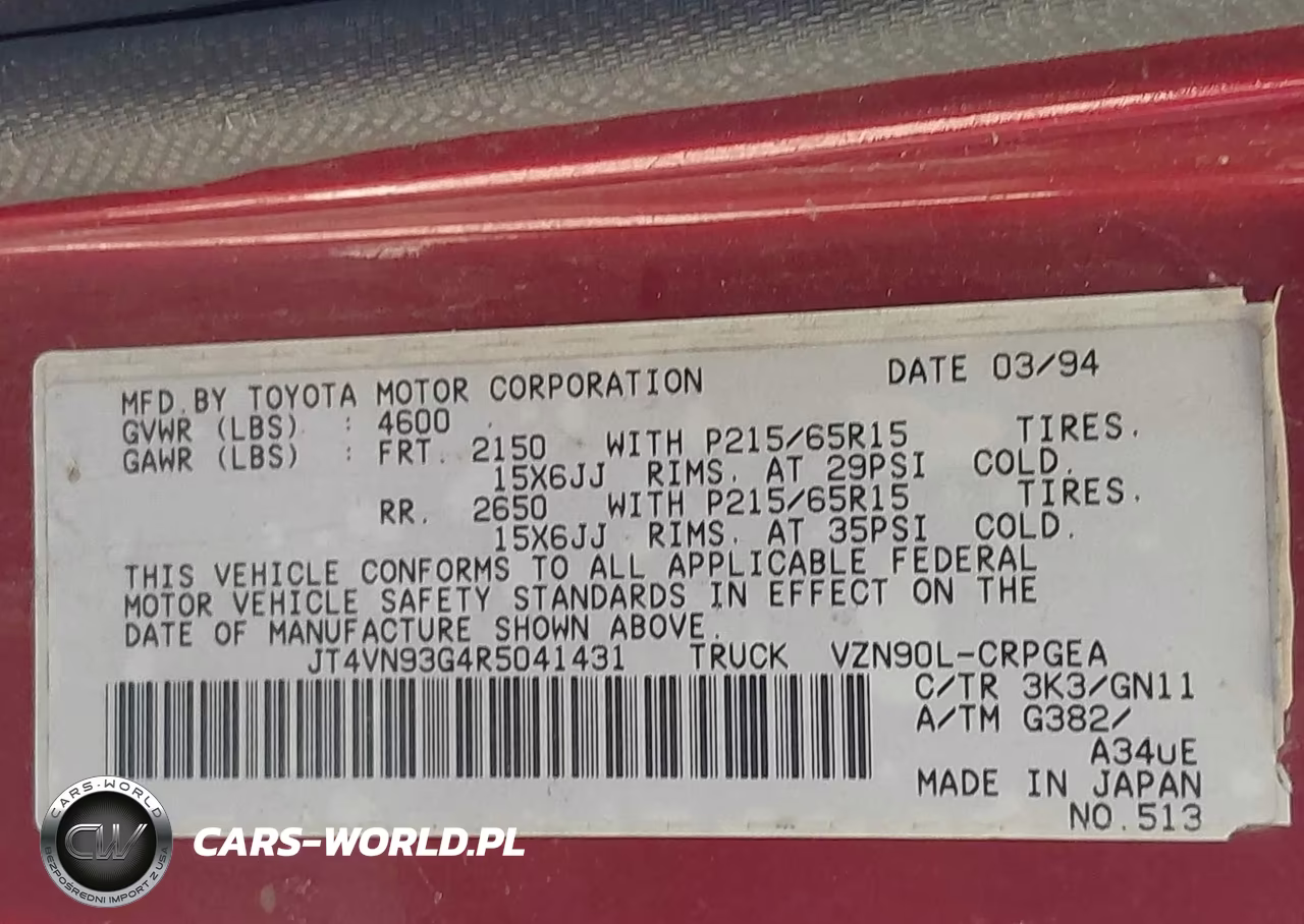 1994 Toyota Pickup 1-2 Ton Ex Long Whlbs Sr5 VIN:JT4VN93G4R5041431 - 9