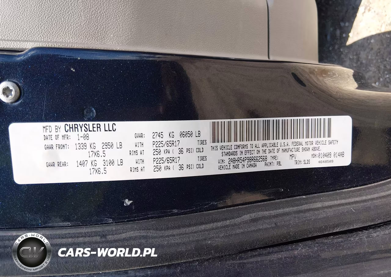 2008 Chrysler Town & Country Touring VIN:2A8HR54P98R662568 - 9
