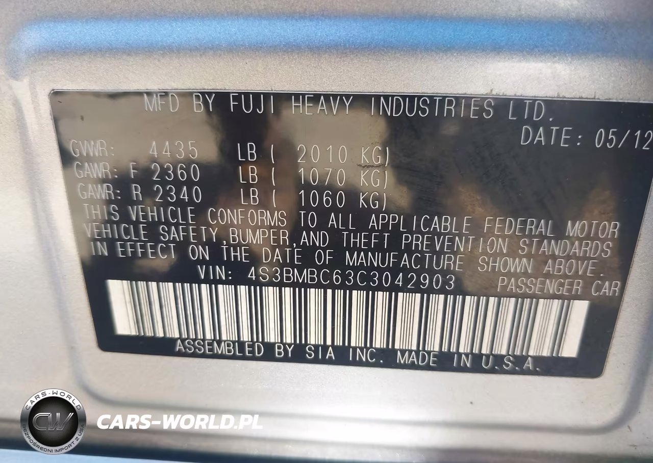 2012 Subaru Legacy 2.5I Premium VIN:4S3BMBC63C3042903 - 9