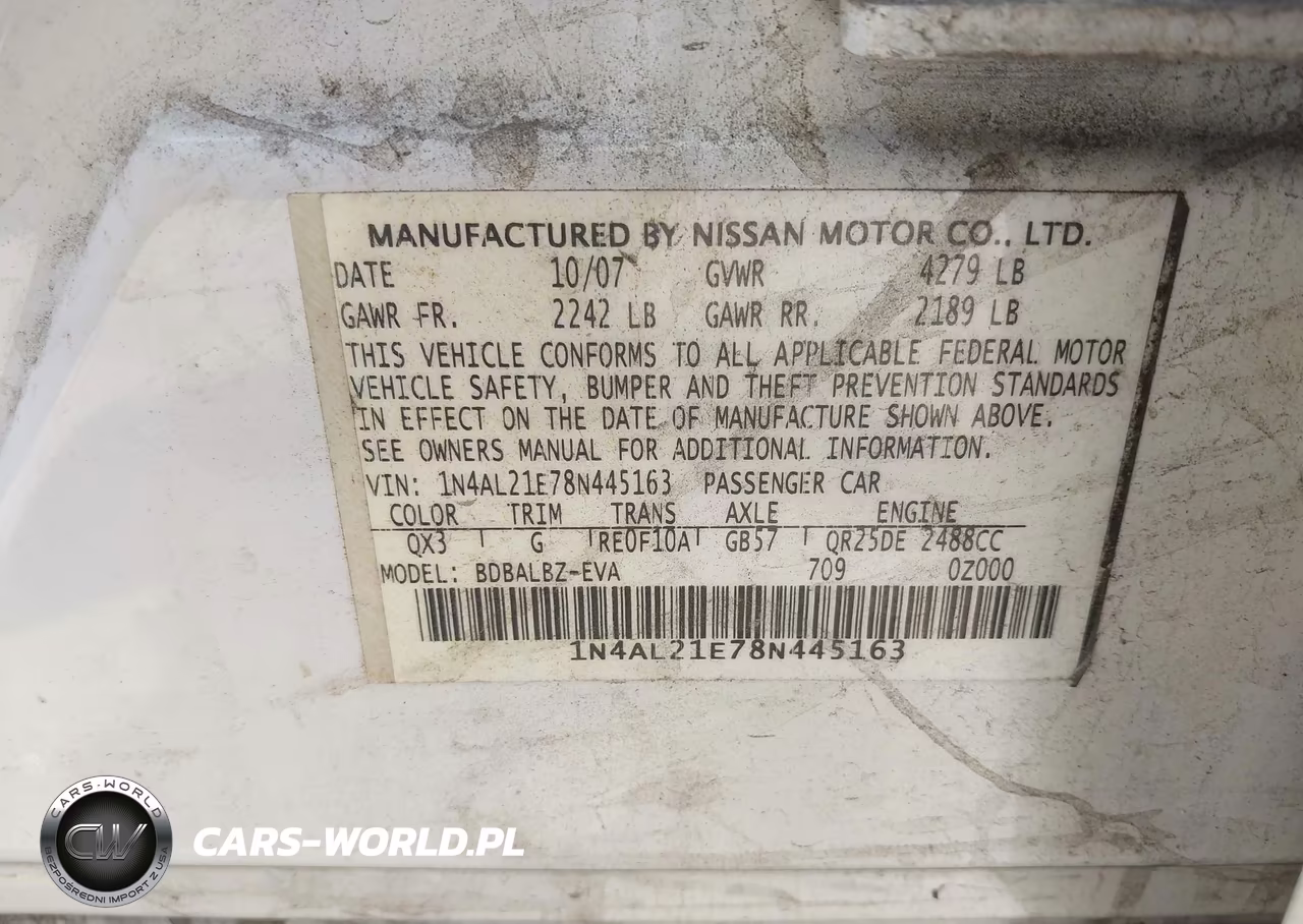 2008 Nissan Altima 2.5 S VIN:1N4AL21E78N445163 - 9
