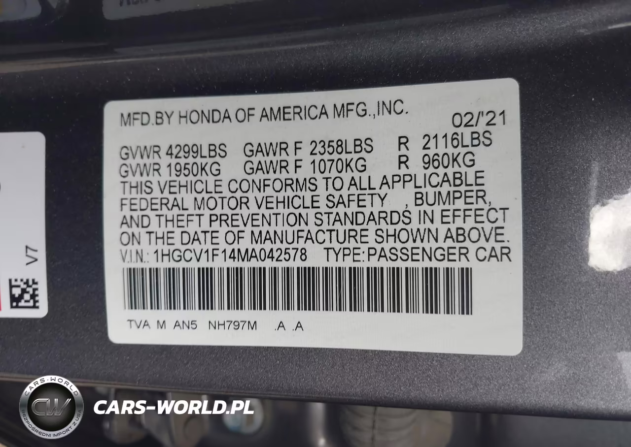 2021 Honda Accord Lx VIN:1HGCV1F14MA042578 - 9