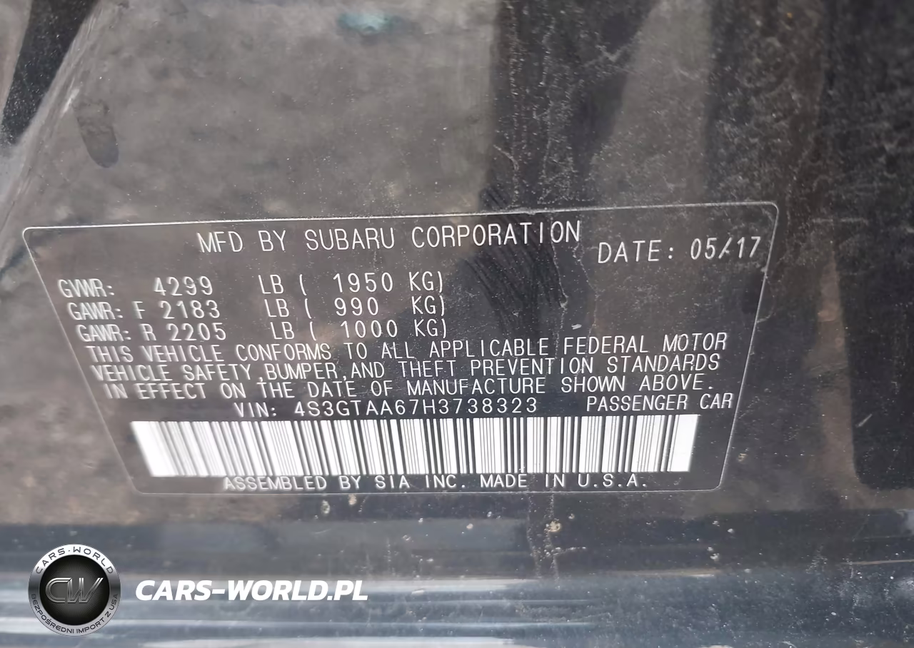 2017 Subaru Impreza 2.0I VIN:4S3GTAA67H3738323 - 9