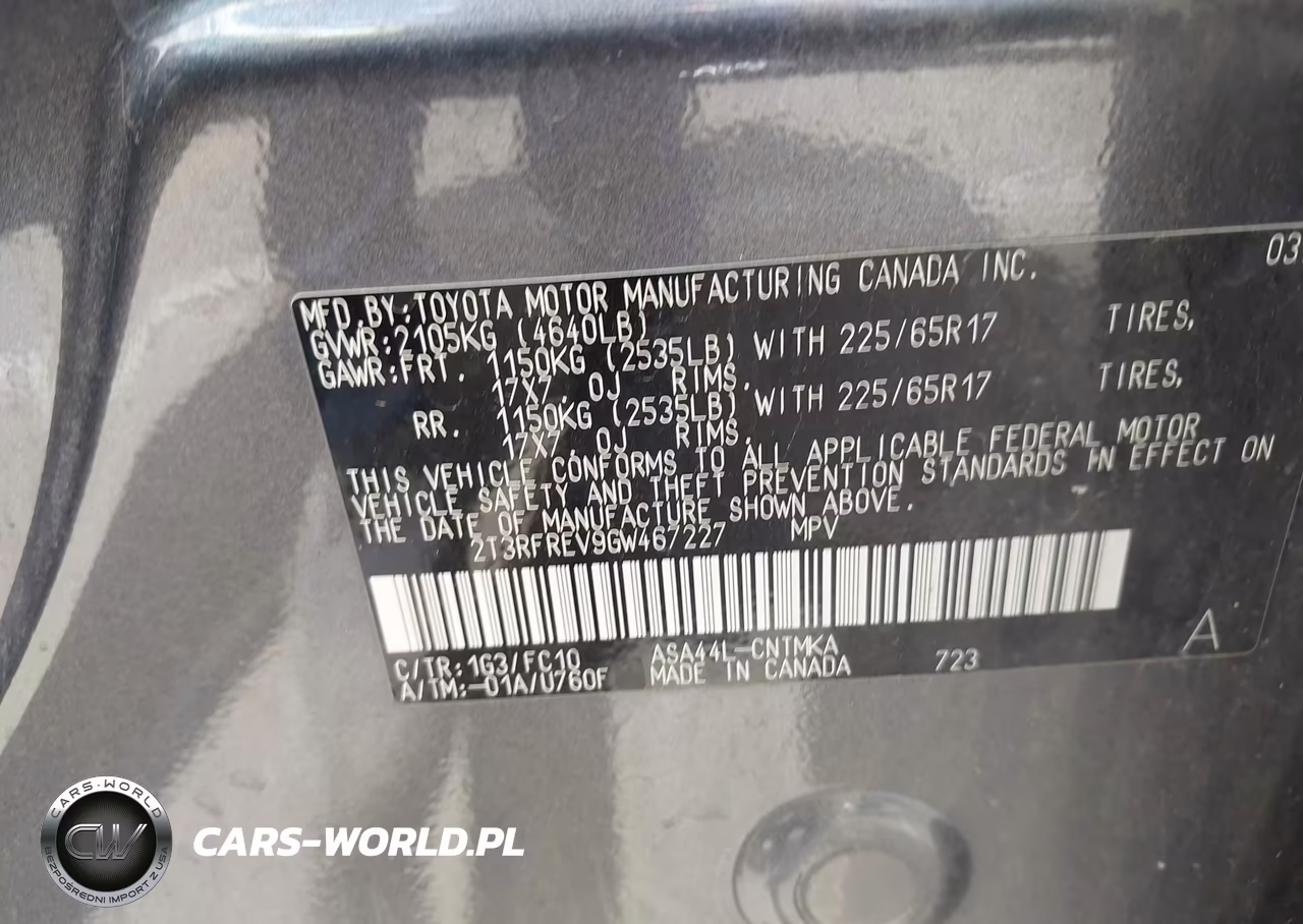 2016 Toyota Rav4 Xle VIN:2T3RFREV9GW467227 - 9
