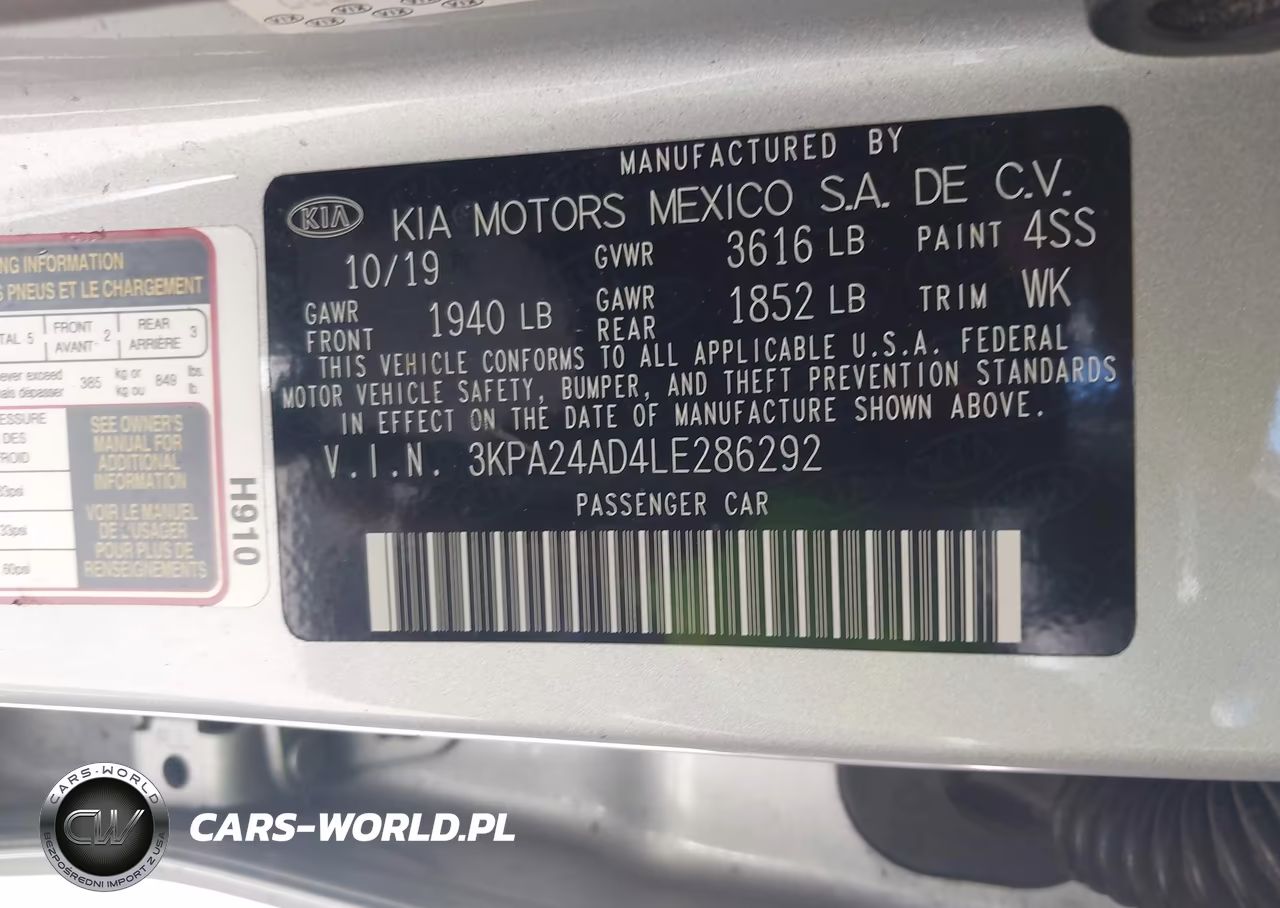 2020 Kia Rio Lx VIN:3KPA24AD4LE286292 - 9
